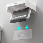 Suport multifunctional autoadeziv pentru hartie igienica, ABS alb