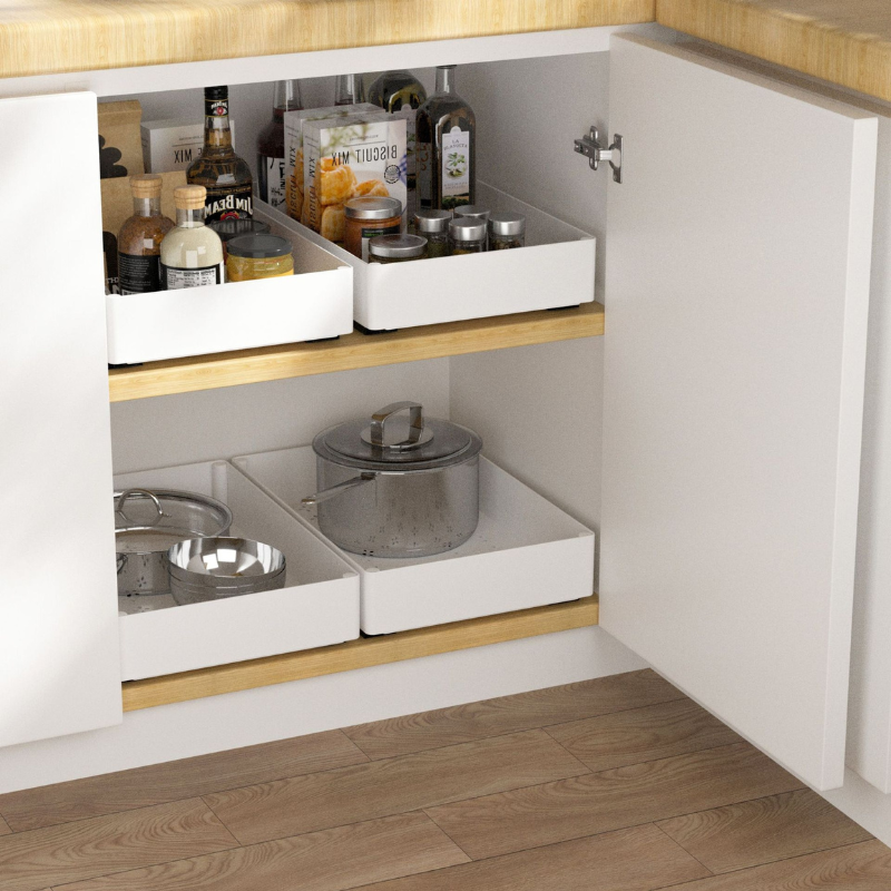 Set 3 sertare cu glisiere autoadezive soft-close, 3 dimensiuni