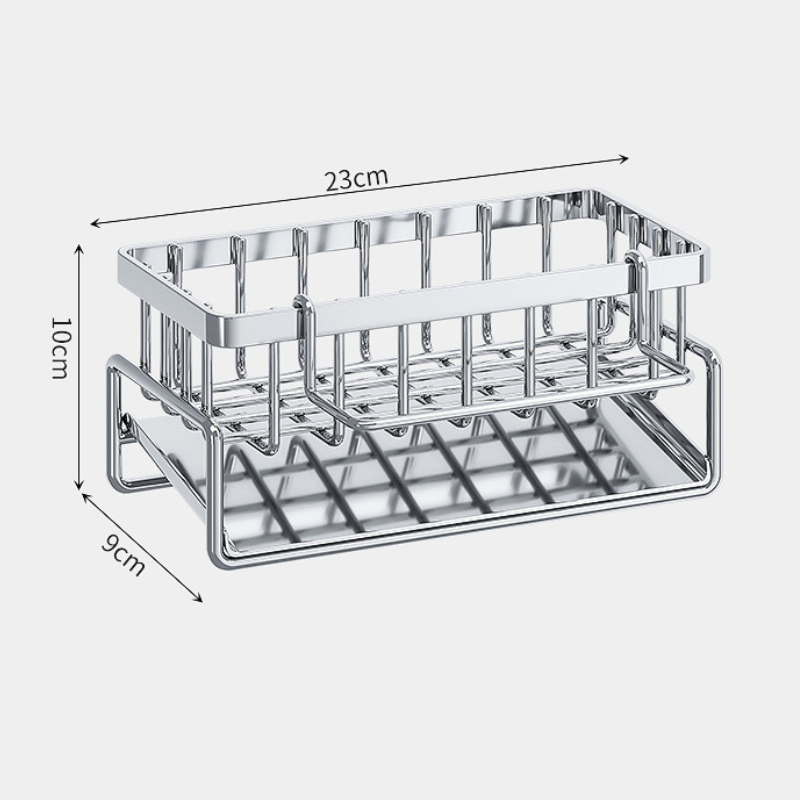 Suport din inox cu scurgere pentru burete vase