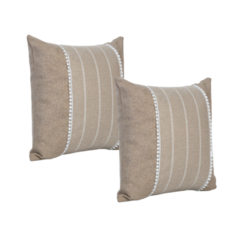 Set 2 perne decorative, husa detasabila, poliester, maro deschis