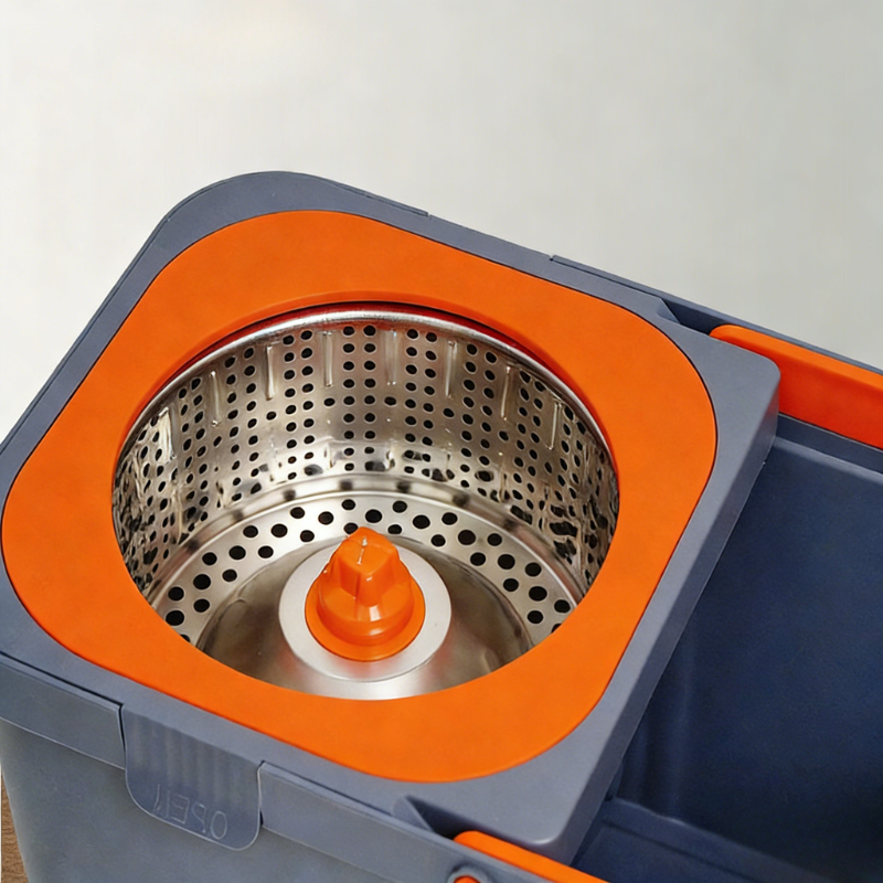 Set mop rotativ 360° cu galeata centrifuga , Albastru cu portocaliu