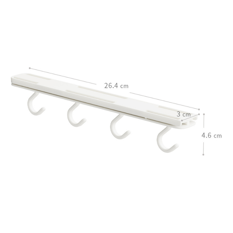 Suport autoadeviz pentru ustensile bucatarie, retractabil, 4 carlige