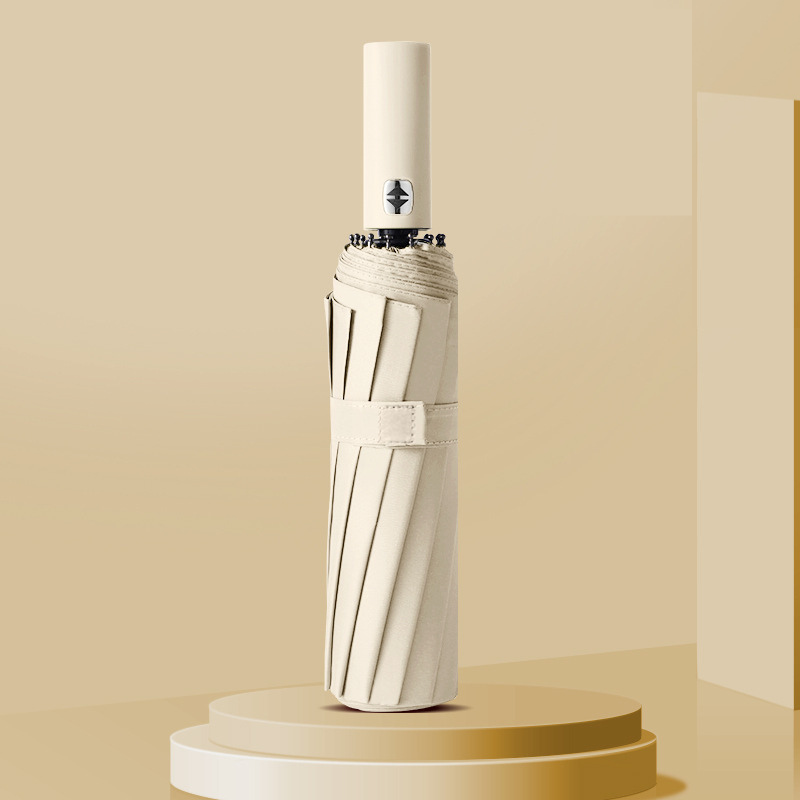 Umbrela telescopica automata, impermeabila, protective UV Bej