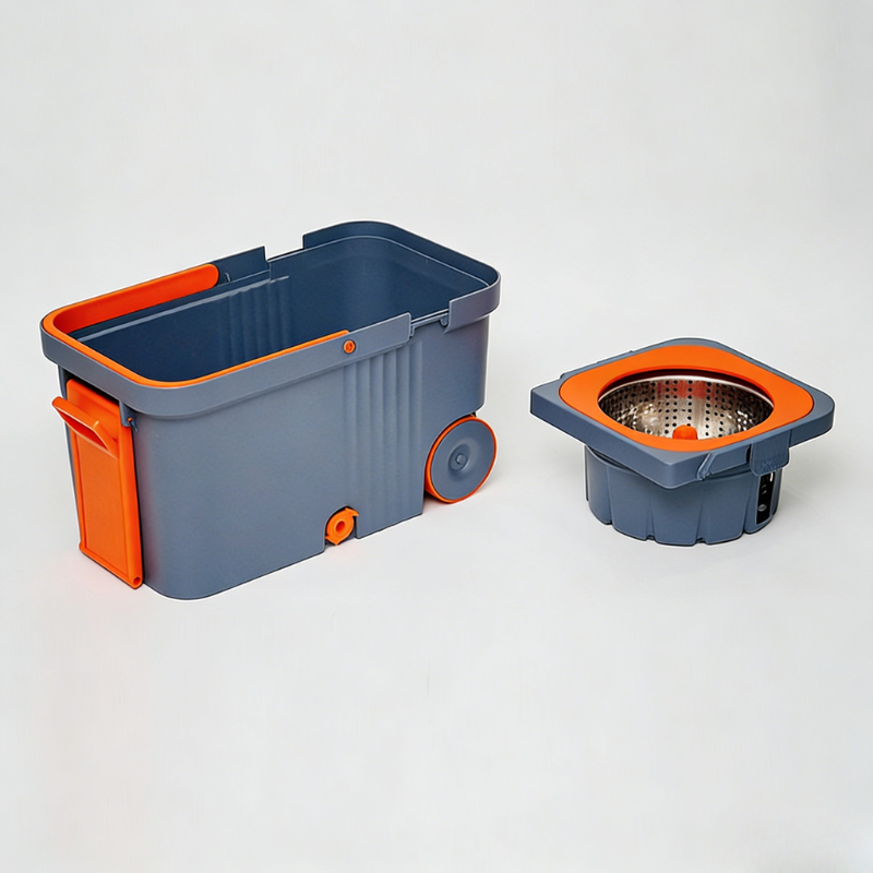 Set mop rotativ 360° cu galeata centrifuga , Albastru cu portocaliu