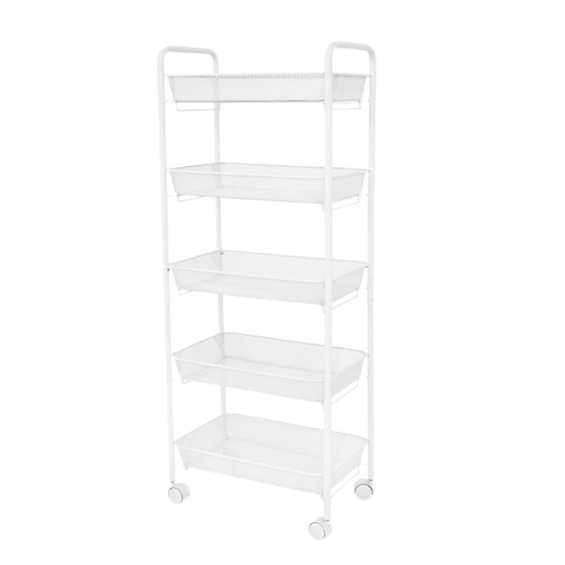 Raft slim portabil din metal, 5 nivele Alb