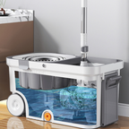 Set mop rotativ 360° cu galeata centrifuga , Albastru cu portocaliu