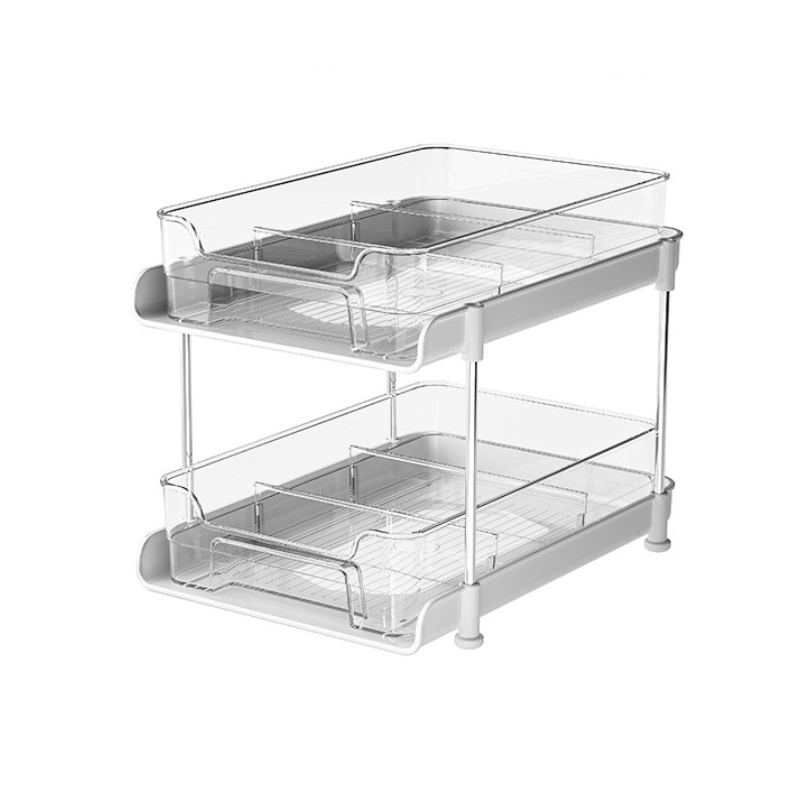 Suport cu 2 rafturi retractabile transparent