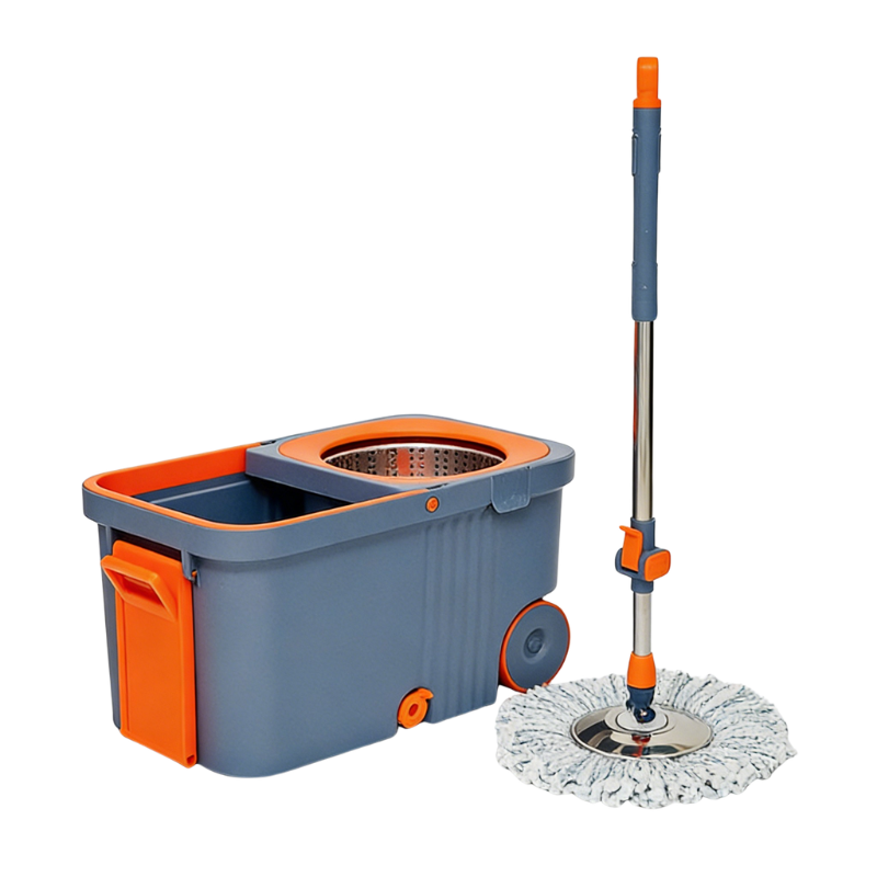 Set mop rotativ 360° cu galeata centrifuga , Albastru cu portocaliu