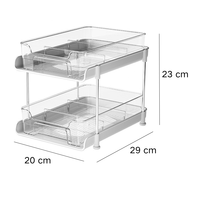 Suport cu 2 rafturi retractabile transparent