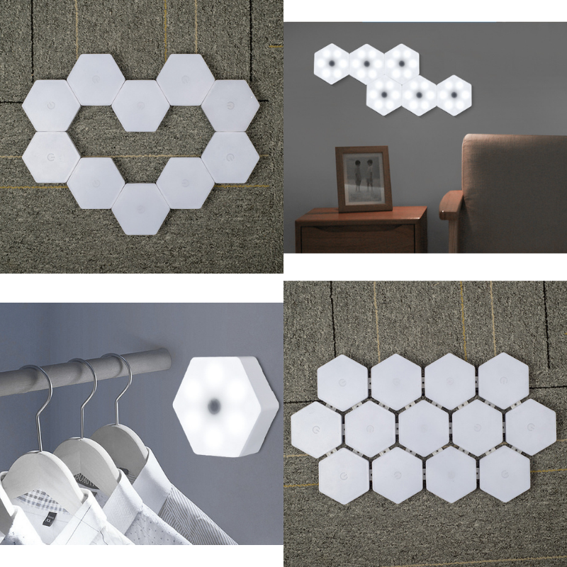 Set 3 spoturi hexagonale LED cu telecomanda