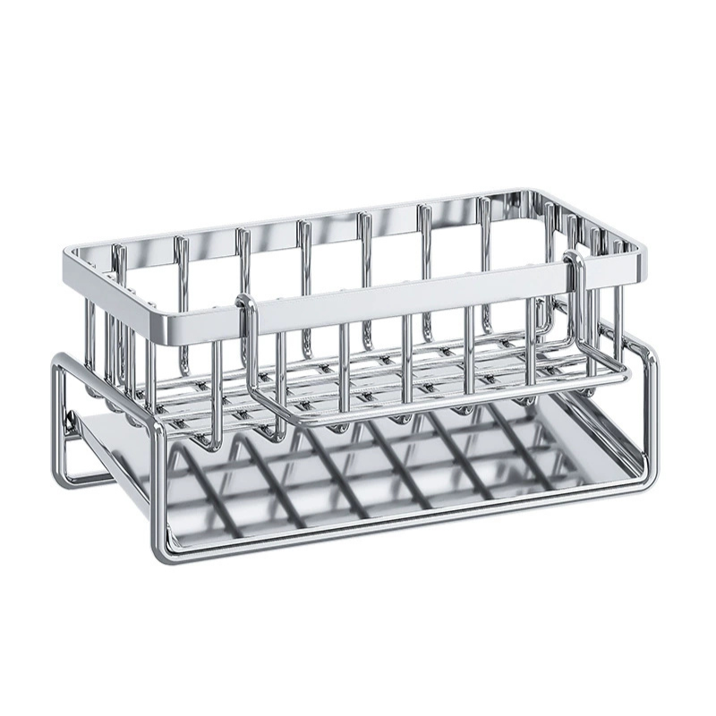 Suport din inox cu scurgere pentru burete vase