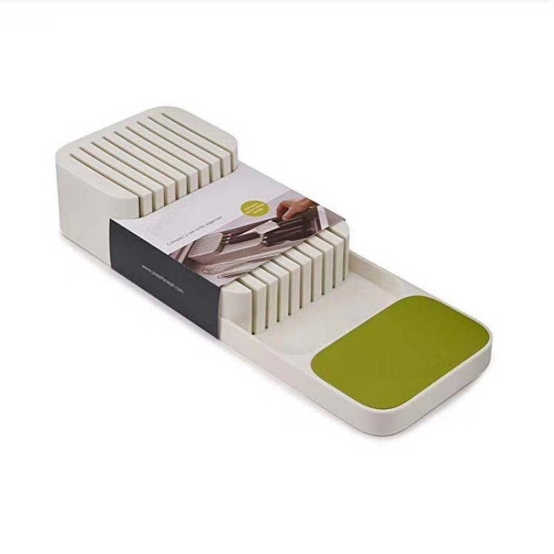 Organizator / suport pentru cutite, 2 nivele pentru 18 cutite, Alb