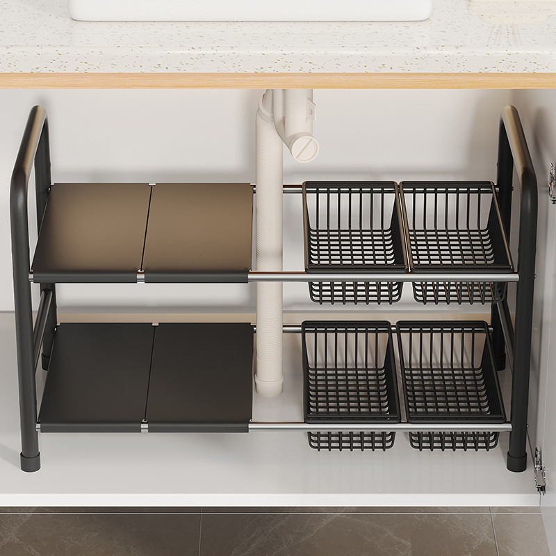 Raft metalic pentru chiuveta  extensibil 4 cosuri