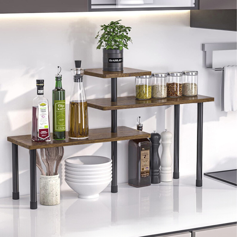 Etajera cu 3 polite din MDF, 5 picioare din metal