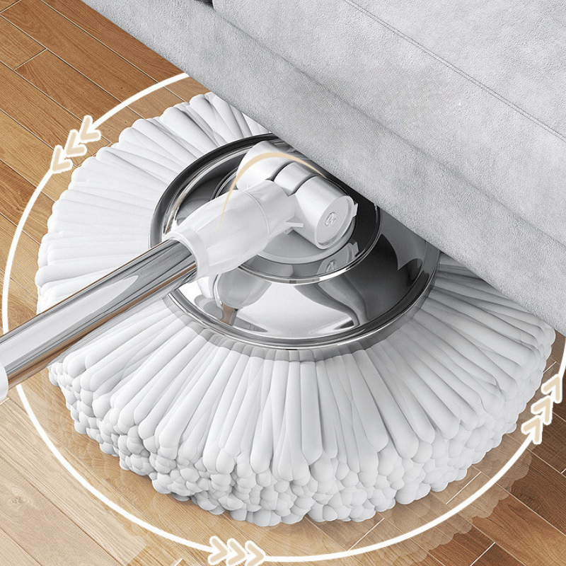 Set mop rotativ 360° cu galeata centrifuga , Alb cu Gri