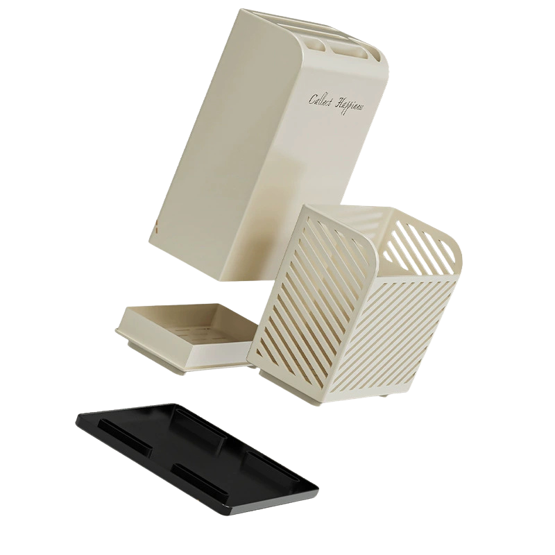 Suport ustensile bucatarie, recipient cutite, 3 compartimente, plastic