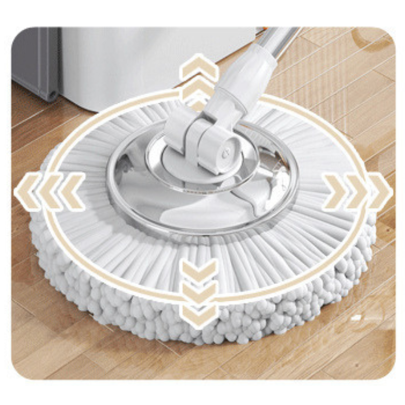 Set mop rotativ 360° cu galeata centrifuga , Alb cu Gri