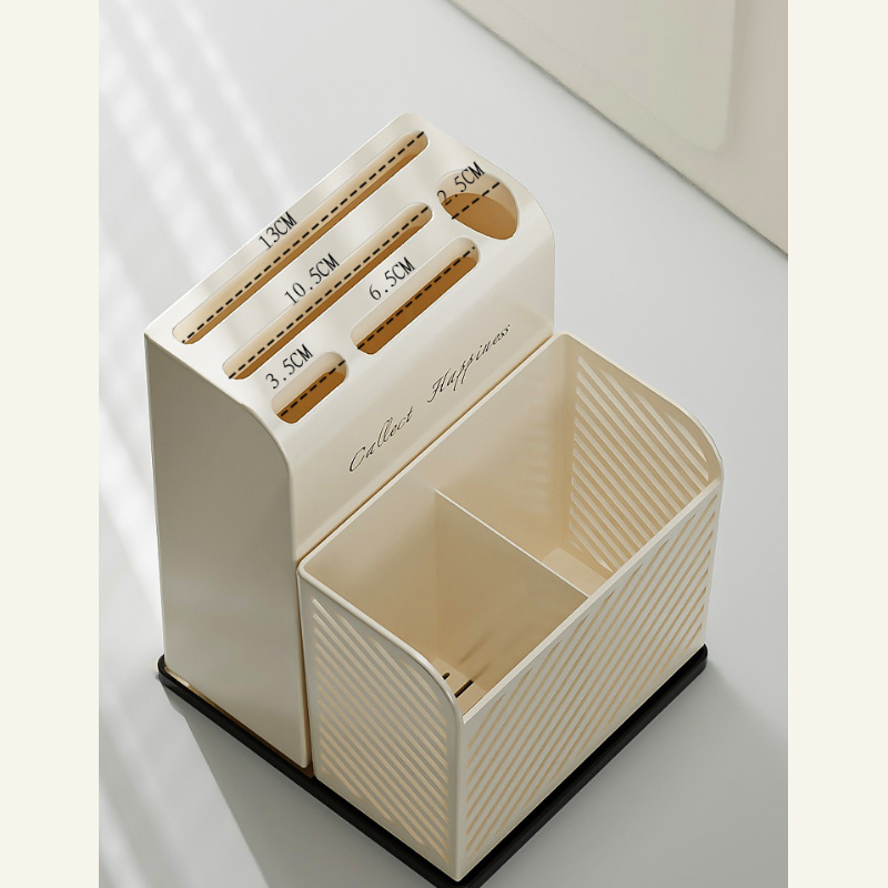Suport ustensile bucatarie, recipient cutite, 3 compartimente, plastic