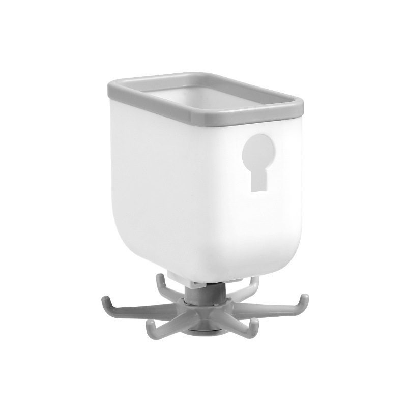 Suport autoadeziv de tip cuier, 6 carlige rotative 360° gri