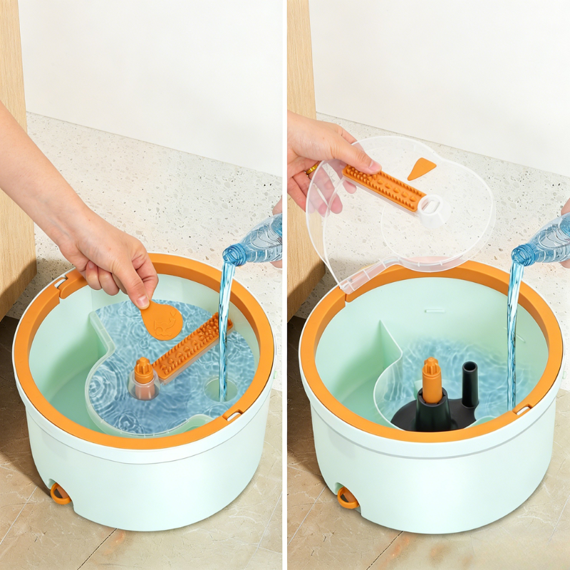 Set mop rotativ 360° cu galeata centrifuga, separare apa