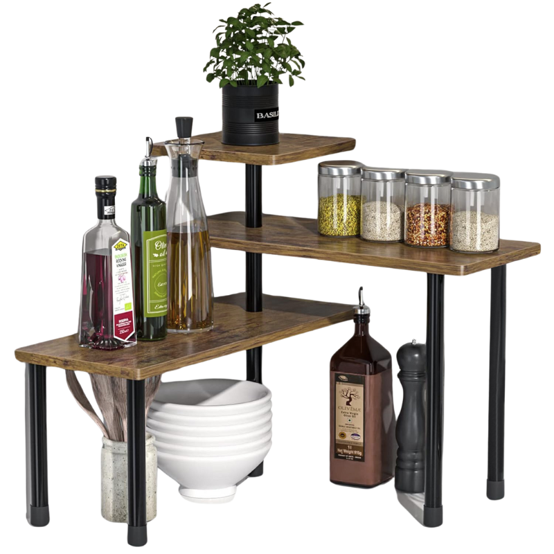 Etajera cu 3 polite din MDF, 5 picioare din metal
