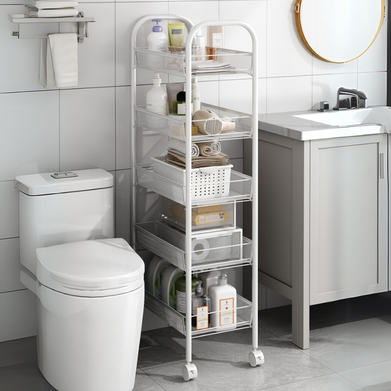 Raft slim portabil din metal, 5 nivele Alb