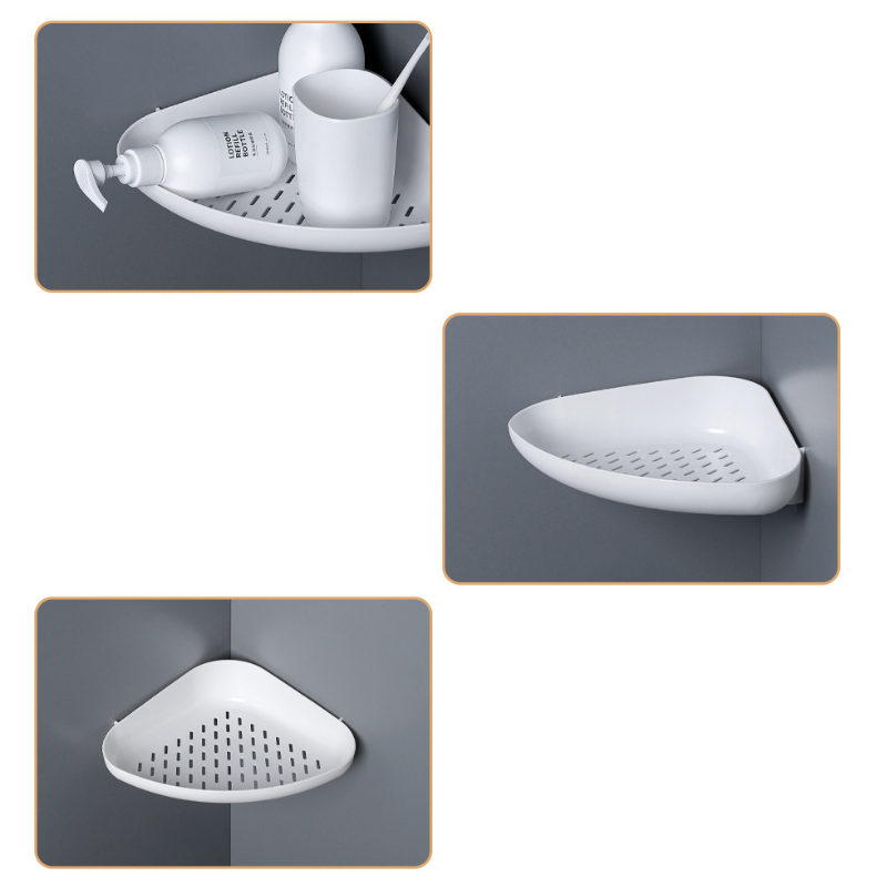 Set 2 suporturi autoadezive de colt pentru baie