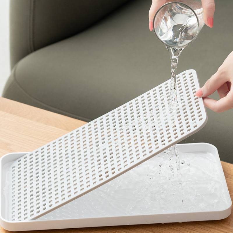 Suport pentru scurgere pahare/tacamuri, 31 x 17.5 x 2.3 cm, alb