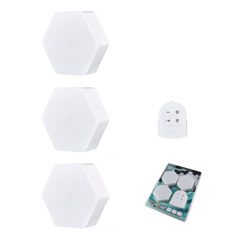 Set 3 spoturi hexagonale LED cu telecomanda