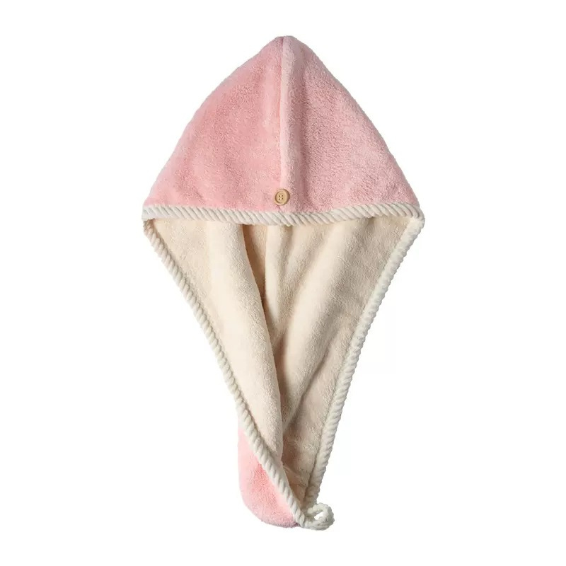 Prosop de tip turban cu nasture microfibra Roz