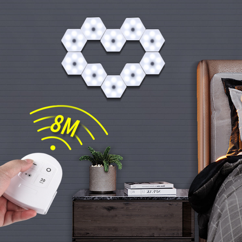 Set 3 spoturi hexagonale LED cu telecomanda